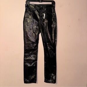 GAP Shiny Faux Leather Black Vintage Slim High Rise Pants Size 27 / 4R NWT!